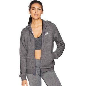 NIKE Gray Heather Fleece Full Zip Up Hoodie